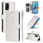 For OPPO A74 / A95 4G / F19 Diamond Lattice Leather Flip Phone Case(White) - 1