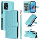 For OPPO A74 / A95 4G / F19 Diamond Lattice Leather Flip Phone Case(Mint Green) - 1