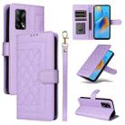 For OPPO A74 / A95 4G / F19 Diamond Lattice Leather Flip Phone Case(Light Purple) - 1