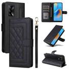 For OPPO A74 / A95 4G / F19 Diamond Lattice Leather Flip Phone Case(Black) - 1