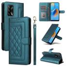 For OPPO A74 / A95 4G / F19 Diamond Lattice Leather Flip Phone Case(Green) - 1