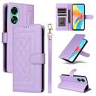 For OPPO A78 4G Diamond Lattice Leather Flip Phone Case(Light Purple) - 1