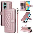 For OPPO A78 4G Diamond Lattice Leather Flip Phone Case(Rose Gold) - 1