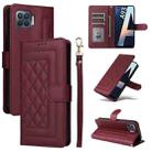 For OPPO A93 4G / F17 Pro Diamond Lattice Leather Flip Phone Case(Wine Red) - 1