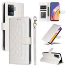 For OPPO A94 / F19 Pro Diamond Lattice Leather Flip Phone Case(White) - 1