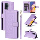 For OPPO A94 / F19 Pro Diamond Lattice Leather Flip Phone Case(Light Purple) - 1