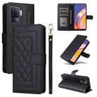 For OPPO A94 / F19 Pro Diamond Lattice Leather Flip Phone Case(Black) - 1