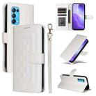 For OPPO Reno5 5G / Find X3 Lite Diamond Lattice Leather Flip Phone Case(White) - 1