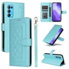 For OPPO Reno5 5G / Find X3 Lite Diamond Lattice Leather Flip Phone Case(Mint Green) - 1