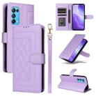 For OPPO Reno5 5G / Find X3 Lite Diamond Lattice Leather Flip Phone Case(Light Purple) - 1