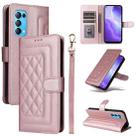 For OPPO Reno5 5G / Find X3 Lite Diamond Lattice Leather Flip Phone Case(Rose Gold) - 1