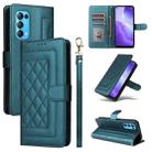 For OPPO Reno5 5G / Find X3 Lite Diamond Lattice Leather Flip Phone Case(Green) - 1