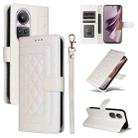 For OPPO Reno10 5G / Reno10 Pro 5G Diamond Lattice Leather Flip Phone Case(White) - 1