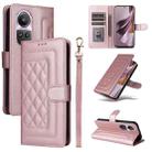 For OPPO Reno10 5G / Reno10 Pro 5G Diamond Lattice Leather Flip Phone Case(Rose Gold) - 1