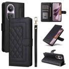 For OPPO Reno10 5G / Reno10 Pro 5G Diamond Lattice Leather Flip Phone Case(Black) - 1