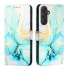 For Samsung Galaxy M55 PT003 Marble Pattern Flip Leather Phone Case(Green) - 1