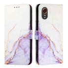 For Samsung Galaxy Xcover7 PT003 Marble Pattern Flip Leather Phone Case(White Purple) - 1