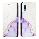 For Samsung Galaxy A02 / M02 PT003 Marble Pattern Flip Leather Phone Case(White Purple) - 2