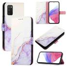 For Samsung Galaxy A02s 164mm PT003 Marble Pattern Flip Leather Phone Case(White Purple) - 1