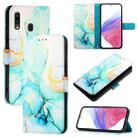For Samsung Galaxy A20 / A30 / M10s PT003 Marble Pattern Flip Leather Phone Case(Green) - 1