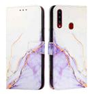 For Samsung Galaxy A20s PT003 Marble Pattern Flip Leather Phone Case(White Purple) - 2
