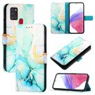 For Samsung Galaxy A21s PT003 Marble Pattern Flip Leather Phone Case(Green) - 1