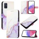 For Samsung Galaxy A51 5G PT003 Marble Pattern Flip Leather Phone Case(White Purple) - 1