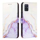 For Samsung Galaxy A51 5G PT003 Marble Pattern Flip Leather Phone Case(White Purple) - 2