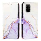 For Samsung Galaxy A91 / M80s / S10 Lite PT003 Marble Pattern Flip Leather Phone Case(White Purple) - 2