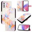 For Samsung Galaxy M52 5G PT003 Marble Pattern Flip Leather Phone Case(Galaxy Marble White) - 1