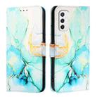 For Samsung Galaxy M52 5G PT003 Marble Pattern Flip Leather Phone Case(Green) - 2