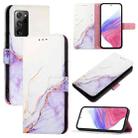 For Samsung Galaxy Note20 PT003 Marble Pattern Flip Leather Phone Case(White Purple) - 1