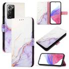 For Samsung Galaxy Note20 Ultra PT003 Marble Pattern Flip Leather Phone Case(White Purple) - 1