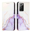 For Samsung Galaxy Note20 Ultra PT003 Marble Pattern Flip Leather Phone Case(White Purple) - 2