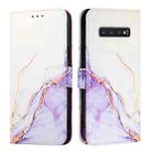 For Samsung Galaxy S10+ PT003 Marble Pattern Flip Leather Phone Case(White Purple) - 2