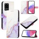 For Samsung Galaxy S20 Ultra PT003 Marble Pattern Flip Leather Phone Case(White Purple) - 1