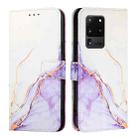 For Samsung Galaxy S20 Ultra PT003 Marble Pattern Flip Leather Phone Case(White Purple) - 2