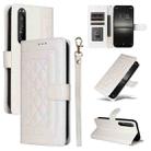 For Sony Xperia 1 II Diamond Lattice Leather Flip Phone Case(White) - 1