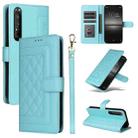 For Sony Xperia 1 II Diamond Lattice Leather Flip Phone Case(Mint Green) - 1