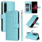 For Sony Xperia 1 III Diamond Lattice Leather Flip Phone Case(Mint Green) - 1