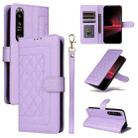 For Sony Xperia 1 III Diamond Lattice Leather Flip Phone Case(Light Purple) - 1