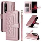 For Sony Xperia 1 III Diamond Lattice Leather Flip Phone Case(Rose Gold) - 1