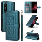 For Sony Xperia 1 III Diamond Lattice Leather Flip Phone Case(Green) - 1