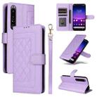 For Sony Xperia 1 IV Diamond Lattice Leather Flip Phone Case(Light Purple) - 1