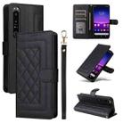 For Sony Xperia 1 IV Diamond Lattice Leather Flip Phone Case(Black) - 1