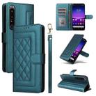 For Sony Xperia 1 IV Diamond Lattice Leather Flip Phone Case(Green) - 1