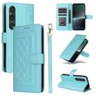 For Sony Xperia 1 V Diamond Lattice Leather Flip Phone Case(Mint Green) - 1