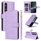 For Sony Xperia 1 V Diamond Lattice Leather Flip Phone Case(Light Purple) - 1