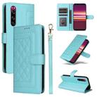 For Sony Xperia 5 Diamond Lattice Leather Flip Phone Case(Mint Green) - 1