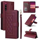 For Sony Xperia 5 Diamond Lattice Leather Flip Phone Case(Wine Red) - 1